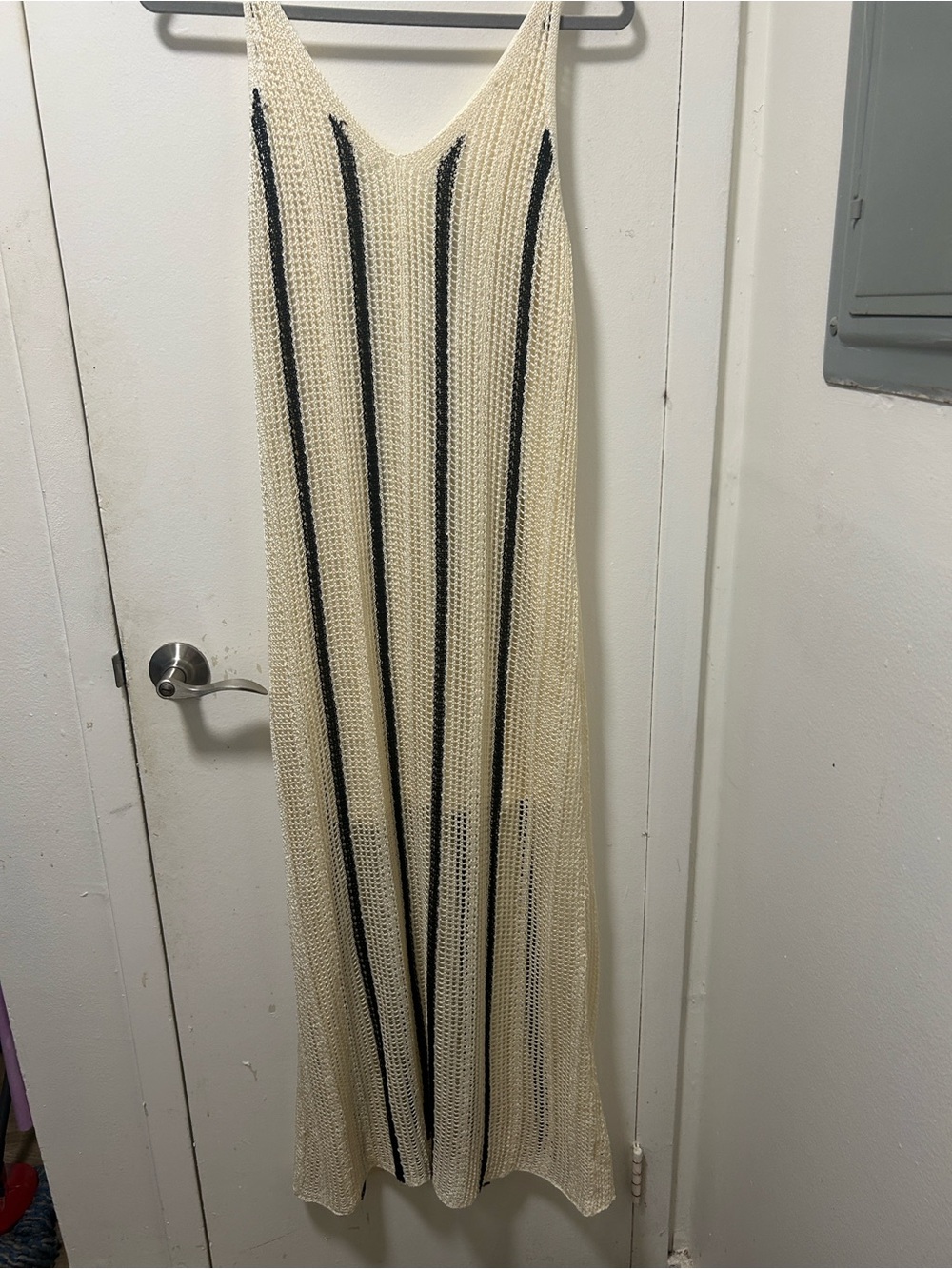 a new day Cream Maxi Dress with Black Stripe Detail
